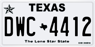 TX license plate DWC4412