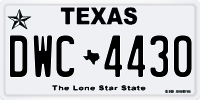TX license plate DWC4430