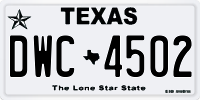 TX license plate DWC4502