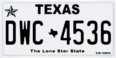 TX license plate DWC4536