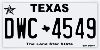 TX license plate DWC4549