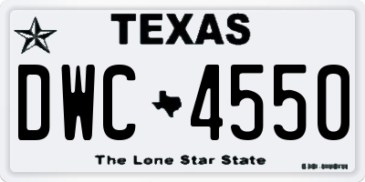 TX license plate DWC4550