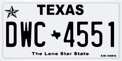 TX license plate DWC4551