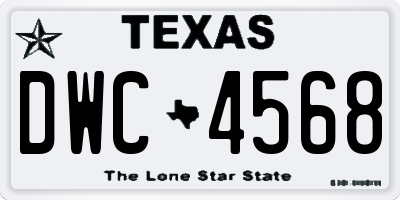 TX license plate DWC4568