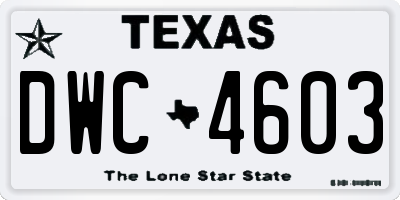 TX license plate DWC4603