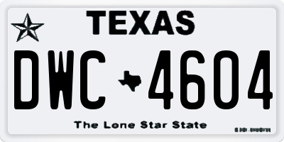 TX license plate DWC4604