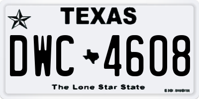 TX license plate DWC4608
