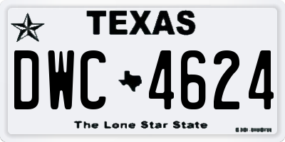 TX license plate DWC4624