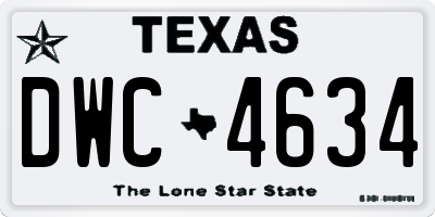 TX license plate DWC4634