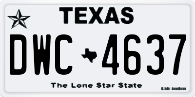 TX license plate DWC4637