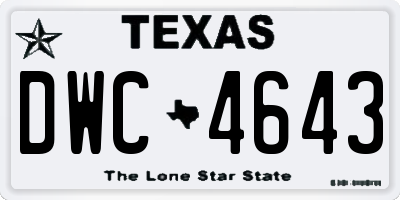 TX license plate DWC4643