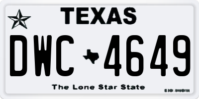 TX license plate DWC4649
