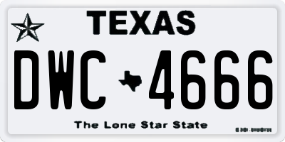 TX license plate DWC4666