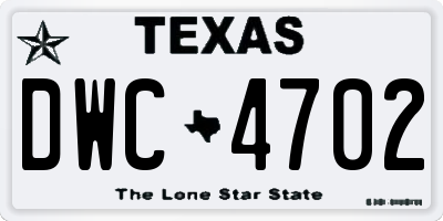 TX license plate DWC4702