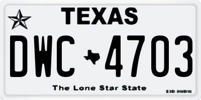 TX license plate DWC4703
