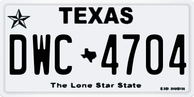 TX license plate DWC4704