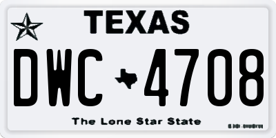 TX license plate DWC4708