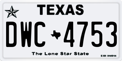 TX license plate DWC4753