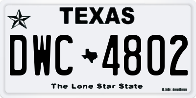 TX license plate DWC4802