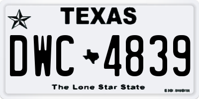 TX license plate DWC4839