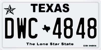 TX license plate DWC4848