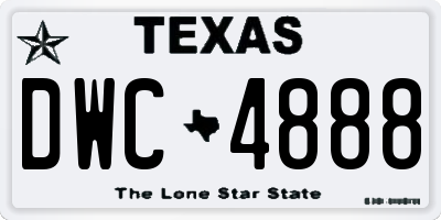 TX license plate DWC4888