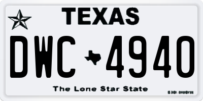 TX license plate DWC4940