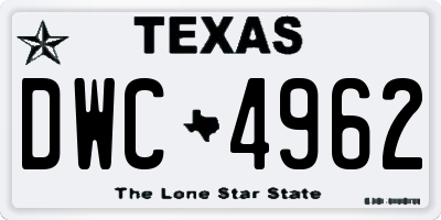 TX license plate DWC4962