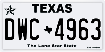 TX license plate DWC4963