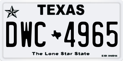 TX license plate DWC4965