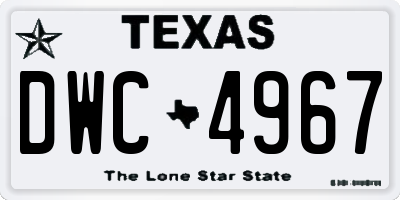 TX license plate DWC4967