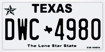 TX license plate DWC4980