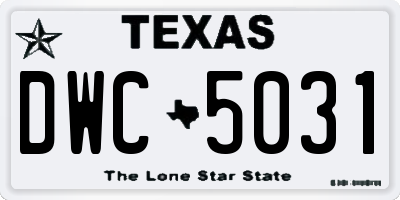 TX license plate DWC5031