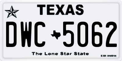 TX license plate DWC5062