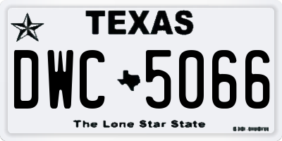 TX license plate DWC5066