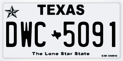 TX license plate DWC5091