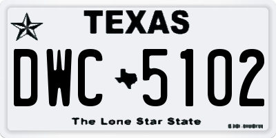 TX license plate DWC5102