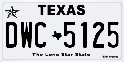 TX license plate DWC5125