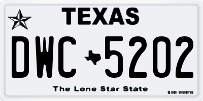 TX license plate DWC5202