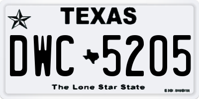 TX license plate DWC5205