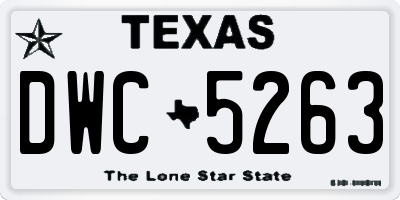 TX license plate DWC5263