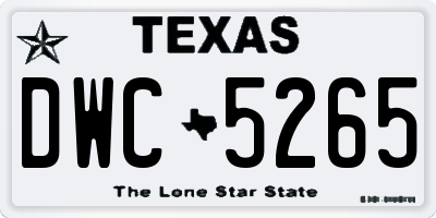 TX license plate DWC5265