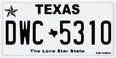 TX license plate DWC5310