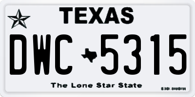 TX license plate DWC5315