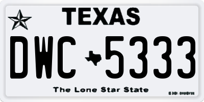 TX license plate DWC5333