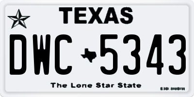 TX license plate DWC5343