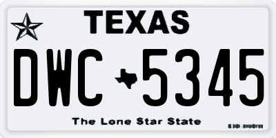 TX license plate DWC5345