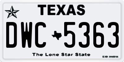 TX license plate DWC5363
