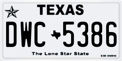 TX license plate DWC5386