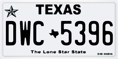 TX license plate DWC5396